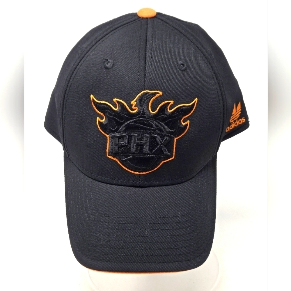 ADIDAS PHOENIX SUNS BASKETBALL BASEBALL HAT CAP NBA BLACK ORANGE FITTED MEN L/XL